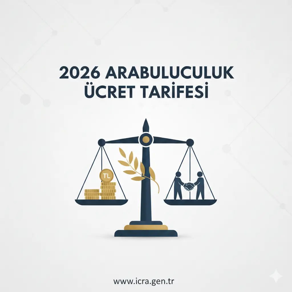 2026 Yılı Arabuluculuk Asgari Ücret Tarifesi ve Adalet Terazisi İllüstrasyonu