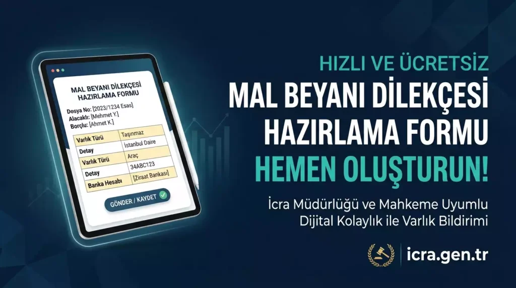 Online mal beyanı dilekçesi hazırlama formu ve icra dairesi örnek dilekçe oluşturucu